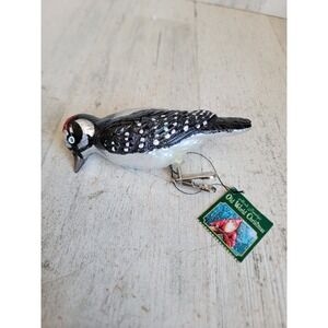OWC Hairy woodpecker vintage glass glitter bird ornament Xmas clip-on